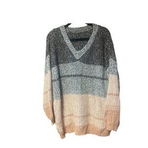 BloomChic Color‎ Block Knit V-Neck Sweater